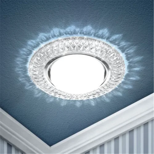 Светильник светодиодный точечный DK LD23 SL/WH GX53 декор со светодиод. подсветкой прозр. ЭРА Б0029627 - фото