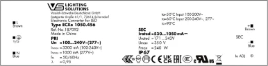 Драйвер влагозащищённый для светодиодов 240W/530-1050мА 115-349V IP67 | потенциометр | ECXe 1050.456 | - Vossloh-Schwabe. Фото 3