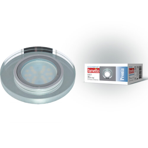 DLS-P106 GU5.3 CHROME-SILVER Светильник декоративный встраиваемый серия Peonia, Без лампы, цоколь GU5.3, Основание металл, цвет хром, Отделка стекло, цвет серебро. - фото 2