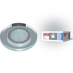 DLS-P106 GU5.3 CHROME-SILVER Светильник декоративный встраиваемый серия Peonia, Без лампы, цоколь GU5.3, Основание металл, цвет хром, Отделка стекло, цвет серебро.