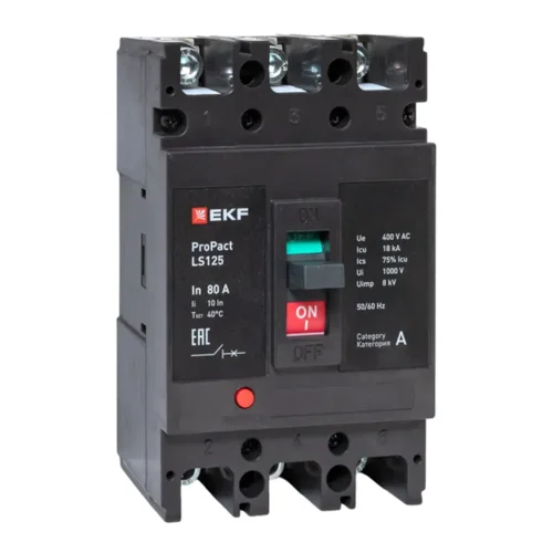 Выключатель автоматический 3п 80А 18кА LS125 ProPact EKF mccb-125-18-3-80-ls - фото