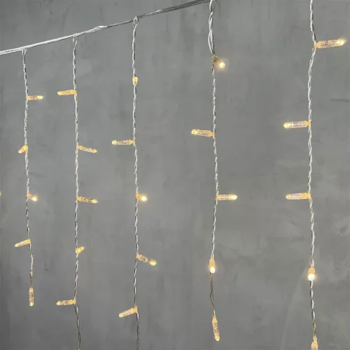 Гирлянда Бахрома с Колпачком 3,2 x 0,9 м Тепло-Белая 220В, 168 LED, Провод Прозрачный ПВХ, IP65. Фото 2.
