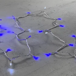 Гирлянда Нить 10м Синяя с Мерцанием Белого Диода 220В, 100 LED, Провод Прозрачный ПВХ, IP54