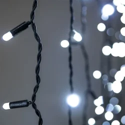 Гирлянда Занавес 2 x 3 м Белый 220В, 600 LED, Провод Черный Каучук 2,3мм, IP65