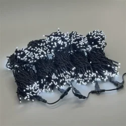 Комплект 5 Белых Нитей по 20м, 1000 LED, Провод Черный Каучук 2,3мм, IP54
