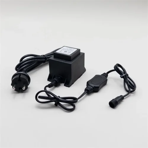 Трансформатор 60W с Выпрямителем для Нитей 24В, до 1000 LED, Провод Черный Каучук, IP65. Фото 2.