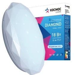 Светильник светодиодный Classic DIAMOND 18Вт 230В 6500К 1170лм 248х48мм настенно-потолочный КОСМОС KCDiam18W_6500
