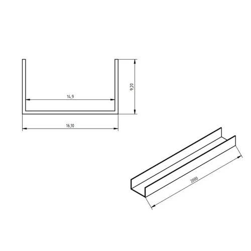Алюминиевый профиль 779 (2000x16.1x9.2мм) - фото II