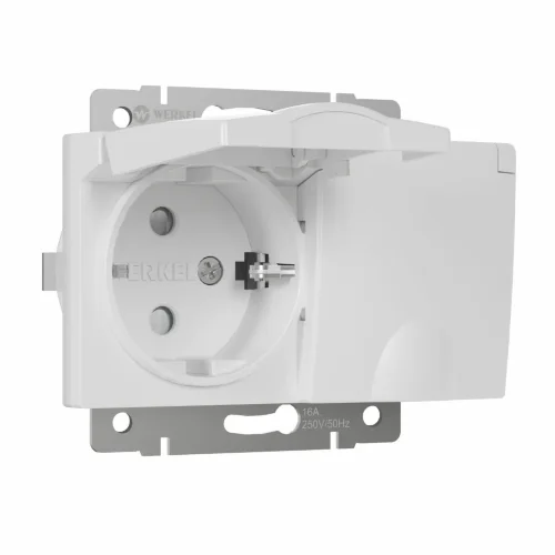 Розетка двойная влагозащ. с зазем. с защит. крышками и шторками (белый) W1172201 - фото