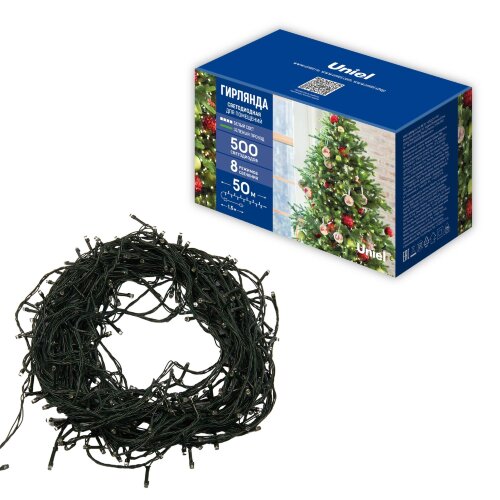 ULD-S5000-500/DGA WHITE IP20 Гирлянда светодиодная, 50м. 500 светодиодов. Белый свет. Провод зеленый. ТМ Uniel - фото