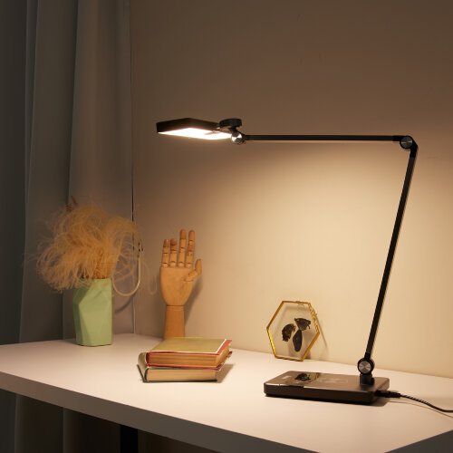 ULM-D110 15W-3000-6500K-DIM BLACK Светильник настольный светодиодный с беспроводной зарядкой телефонов, Сенсорный выключатель, Диммер, Черный, TM Uniel - фото 8