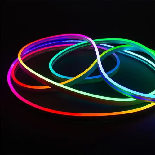Светодиодный гибкий неон RGB-SPI 3838, 72led/m, 24pix/m, WS2811, 12V, 12W/m, IP65, 6.5x16.5mm, LN211 - фото I