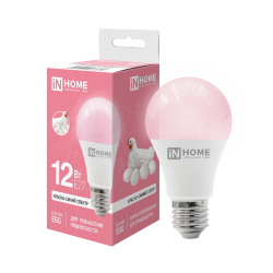 Лампа светодиодная для птицеводства LED-А60 EGG 12Вт 230В Е27 для повышения яйценоскости IN HOME