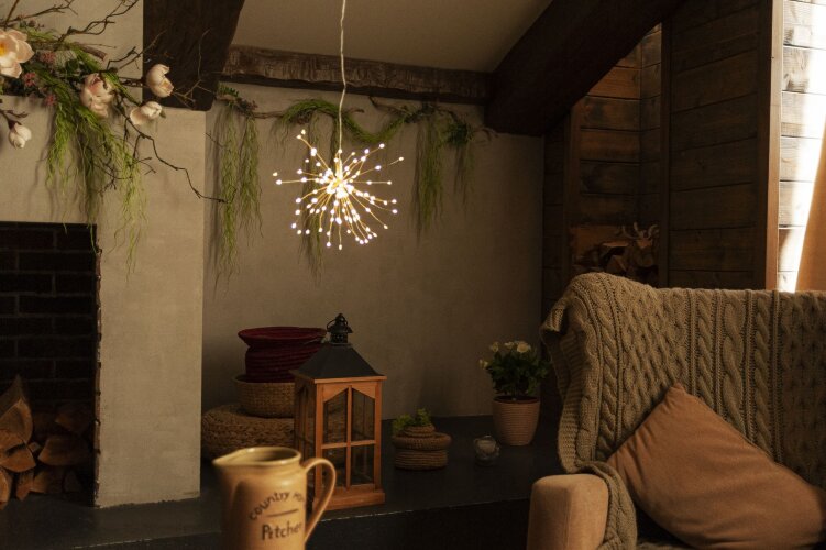 ULD-H3030-150-DTA-3AA-RC WARM WHITE IP20 FIREWORKS Фигура светодиодная Фейерверк на батарейках 3AA не в-к, 30х30см, Подвесная, 120 светодиодов, Теплый белый свет, Пульт ДУ в-к, Провод прозрачный, TM Uniel - фото 9