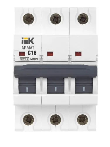 Выключатель автоматический модульный 3п C 16А M10N ARMAT IEK AR-M10N-3-C016 - фото 2