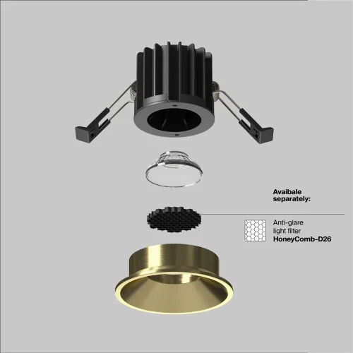 Встраиваемый светильник Round 4000K 7W 60° (Латунь) - фото 7