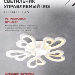 Светильник светодиодный ELEGANT IRIS 90Вт 230В 3000-6500K 550х525х85мм c пультом ДУ белый IN HOME