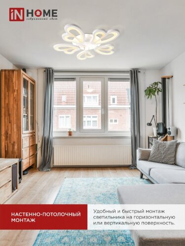 Светильник светодиодный ELEGANT IRIS 90Вт 230В 3000-6500K 7000Лм 550х525х85мм c пультом ДУ белый IN HOME - Фото 4