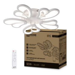 Светильник светодиодный ELEGANT IRIS 90Вт 230В 3000-6500K 550х525х85мм c пультом ДУ белый IN HOME