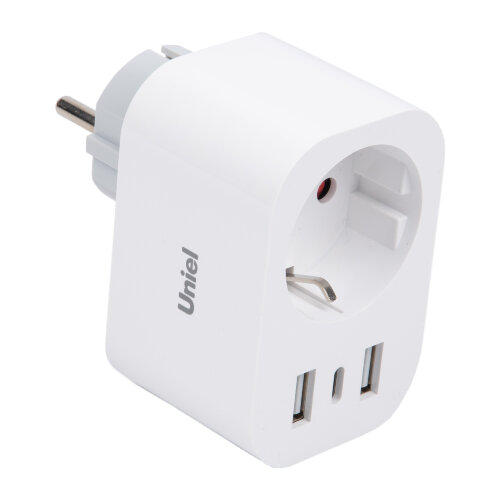 USH-A103 1G-UC-WF WHITE Умная розетка Wi-Fi, 2USB+Type-C 5В, 2.4A, 16A, До 3680Вт, Голосовое управление+приложение UnielSmart, TM Uniel - фото 2