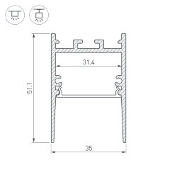 Профиль SL-COMFORT-3551-2000 ANOD (Arlight, Алюминий)
