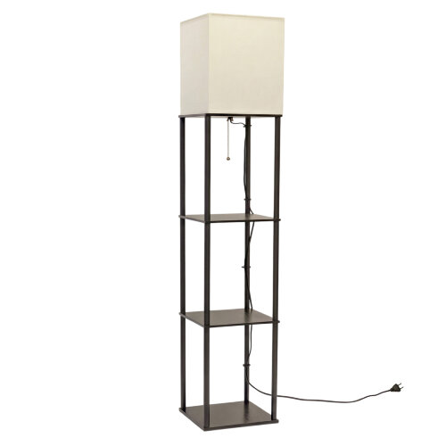 UML-C801 E27 BLACK Торшер напольный квадратный под лампу Е27, 60W, с полками, Механический выключатель, Черный - фото 2