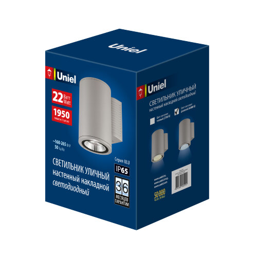 ULU-S21С-22W/6400K IP65 LIGHT GREY Светильник светодиодный уличный. Архитектурный накладной. Дневной свет (6400K) Корпус светло-серый. TM Uniel - фото