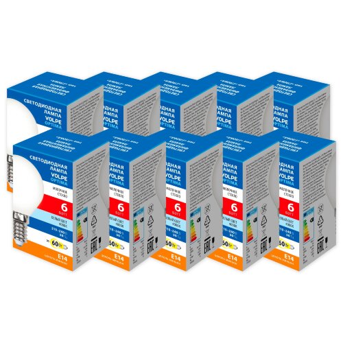 LED-G45-6W-4000K-E14-FR-SLF Набор из 10штук Лампа светодиодная, Форма шар, матовая, Серия Optima Филамент, Белый свет 4000K - фото 1