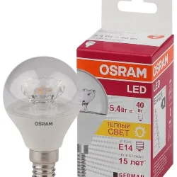 Лампа светодиодная 5.4W/3000K (=40W) E14 | LED Star 2Y | Шарик прозрачный | - OSRAM