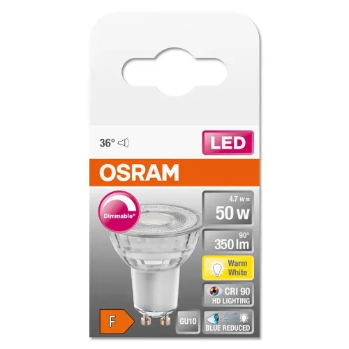 Лампа светодиодная 4.7W/927 (=50W) DIM 36° GU10 LED PAR16 | SUPERSTAR Plus | - OSRAM. Фото 3