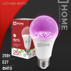 Лампа светодиодная LED-A65 STD-ФИТО красно-синий спектр 25Вт 230В Е27 IN HOME