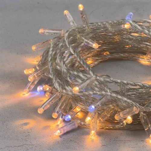 Гирлянда Нить с Колпачком 10м Экстра Тепло-Белая с Мерцанием Белого Диода 220В, 100 LED, Провод Проз. Фото 2.