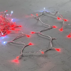 Гирлянда Нить 10м Красная с Мерцанием Белого Диода 220В, 100 LED, Провод Прозрачный ПВХ, IP54