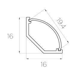 Профиль алюминиевый LC-LSU-1616-2 Anod