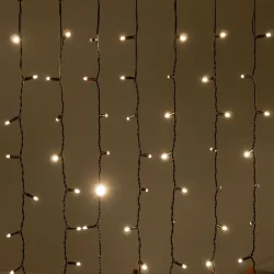 Гирлянда Занавес 2 x 3 м Тепло-Белый 220В, 600 LED, Провод Черный Каучук 2,3мм, IP65