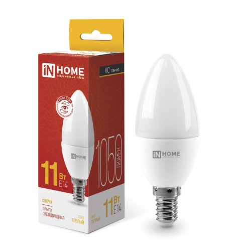 Лампа светодиодная LED-СВЕЧА-VC 11Вт 230В Е14 3000К 1050Лм IN HOME - Фото
