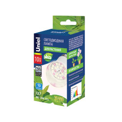 LED-A60-10W-SPFB-E27-CL PLP30WH Лампа светодиодная для растений, Форма A, прозрачная, Спектр для фотосинтеза