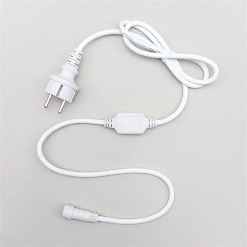 Кабель Питания 1,5м с Выпрямителем для Каучуковых и ПВХ Нитей 220В, Провод Белый Каучук, IP65. Фото 1.