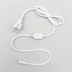 Кабель Питания 1,5м с Выпрямителем для Каучуковых и ПВХ Нитей 220В, Провод Белый Каучук, IP65