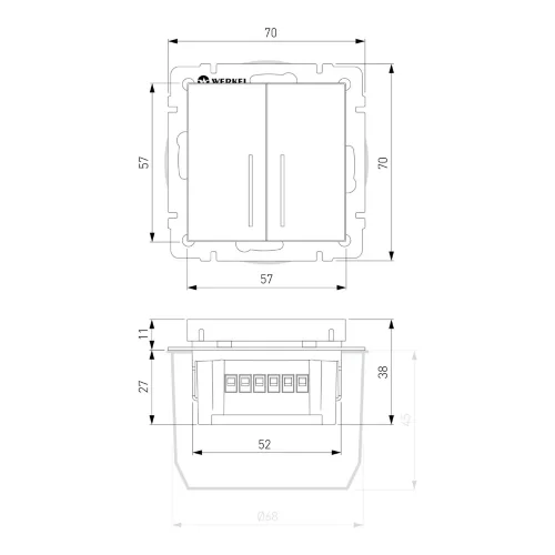 Сенсорный выключатель двухклавишный с подсветкой 1000 Вт белый W4520001 - фото 7