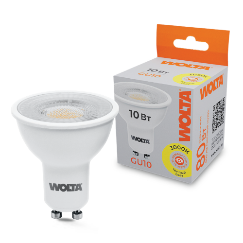 Светодиодная лампа WOLTA WSTD-PAR16-220V10W3KGU10-L 10Вт 3000K GU10 с линзой - фото 1.