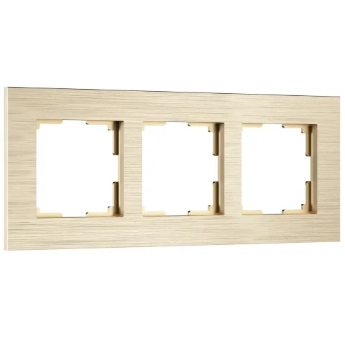 Рамка из металла на 3 поста АluMax шампань алюминий W0033511 - фото