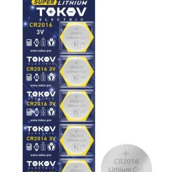 Элемент питания литиевый CR2016 таблетка (блистер 5шт) TOKOV ELECTRIC TKE-LI-CR2016/B5