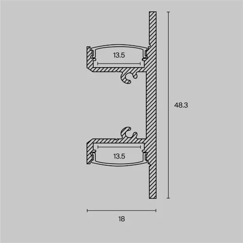 Алюминиевый профиль накладной 18×48 (Белый, 2 м), ALM-1848-W-2M (Белый) - фото 2