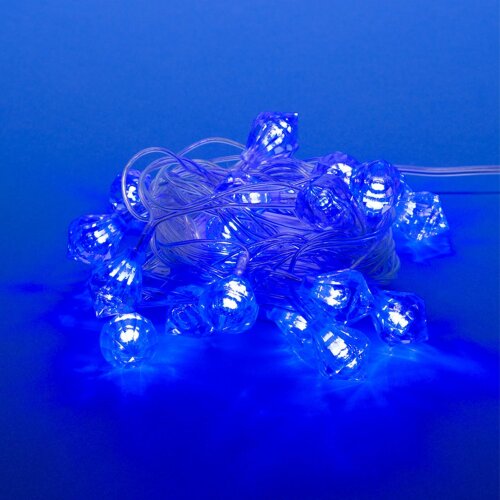 ULD-S0280-020-DTA BLUE IP20 DIAMONDS Гирлянда светодиодная Бриллианты, с контроллером, 2.8м, 20 светодиодов, Синий свет, Провод прозрачный. - фото 1