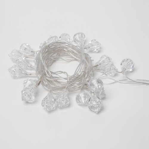 ULD-S0280-020-DTA BLUE IP20 DIAMONDS Гирлянда светодиодная Бриллианты, с контроллером, 2.8м, 20 светодиодов, Синий свет, Провод прозрачный. - фото 4