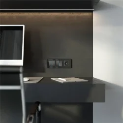 Выключатель двухклавишный с подсветкой (Hammar черный) W1220108