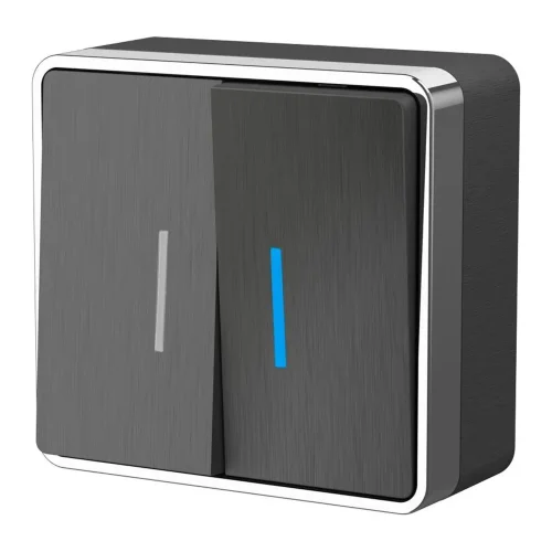 Выключатель двухклавишный с подсветкой Gallant графит рифленый W5020104 - фото