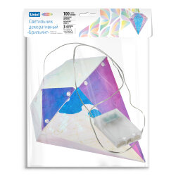 ULD-R507 3АА DIAMOND Светильник декоративный Брильянт, на батарейках 3AA не в-к, 100 светодиодов Белый свет, Цвет корпуса радужный, TM Uniel