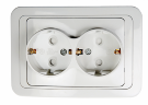 Розетка двойная с заземлением со шторкой CLASSICO белая 2128x IN HOME - Фото
